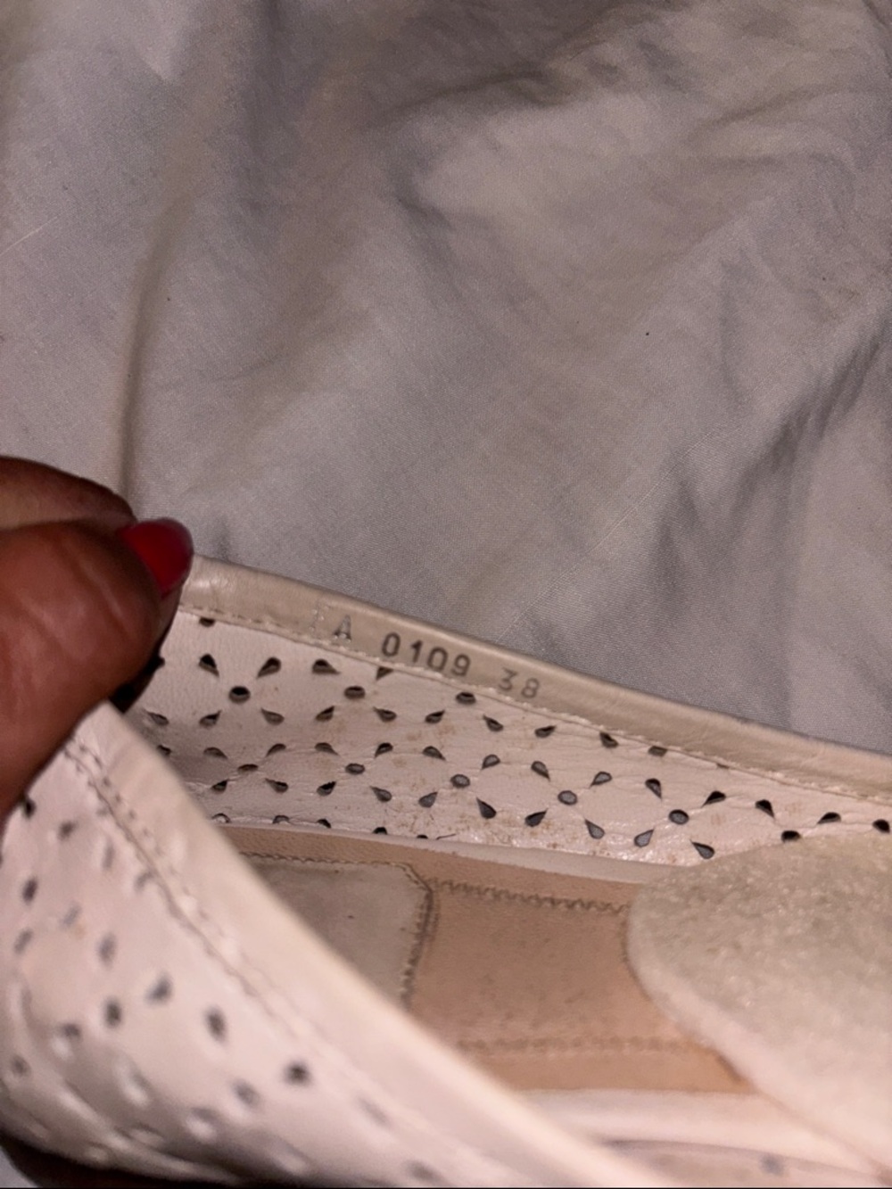 Christian Dior Women’s Cream Perforated Buckle Flats - Picture 6 of 11